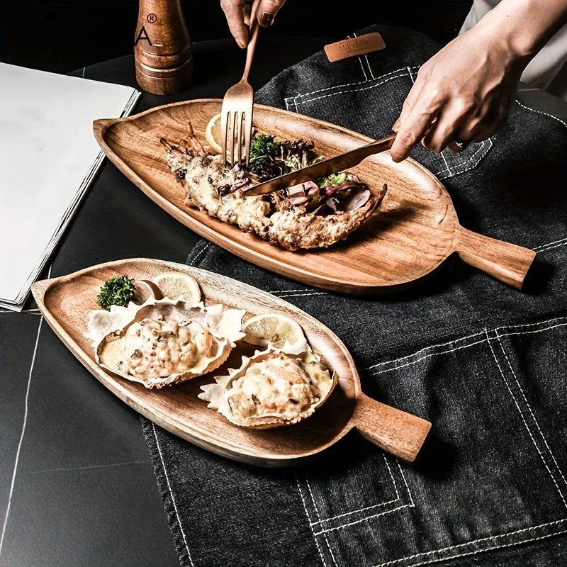 Leaf-Shaped Wooden Tray™