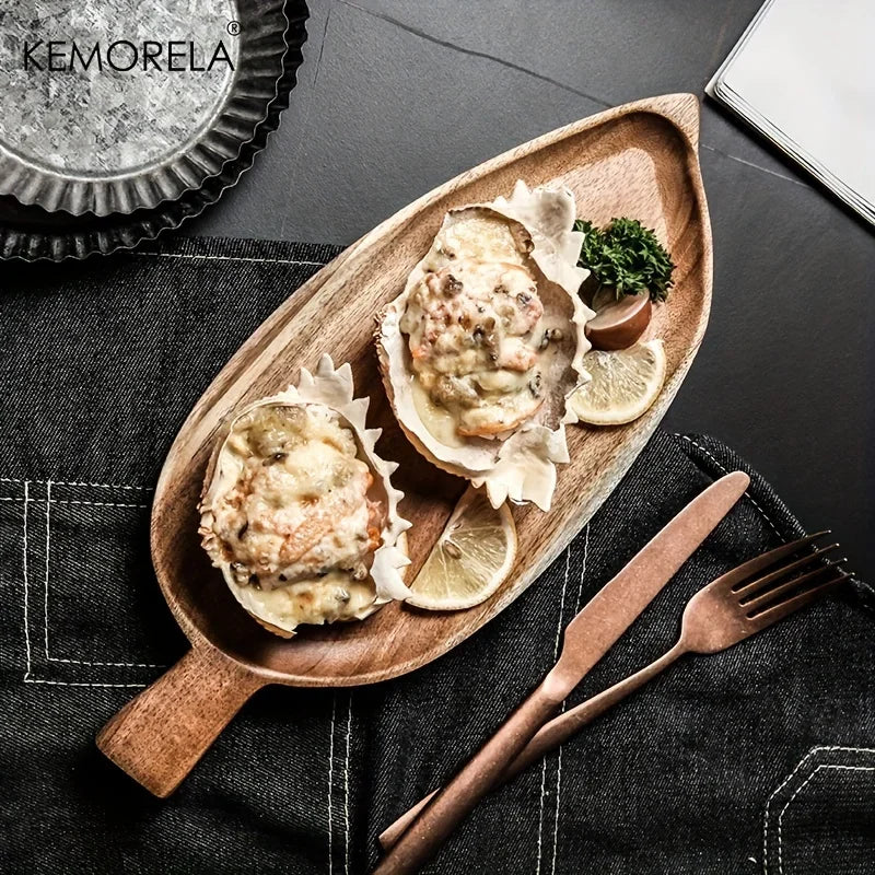 Leaf-Shaped Wooden Tray™